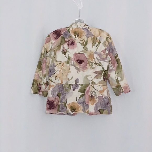 Coldwater Creek Cotton Floral 3/4 Sleeve Blazer - Picture 6 of 11